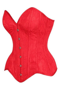 Top Drawer Red Satin w/Red Lace Overlay Steel Boned Overbust Corset