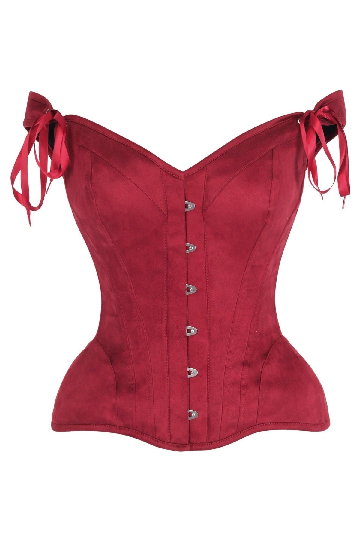 LIMITED EDITION Top Drawer Red Suede Steel Boned Corset w/Straps