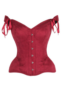 LIMITED EDITION Top Drawer Red Suede Steel Boned Corset w/Straps