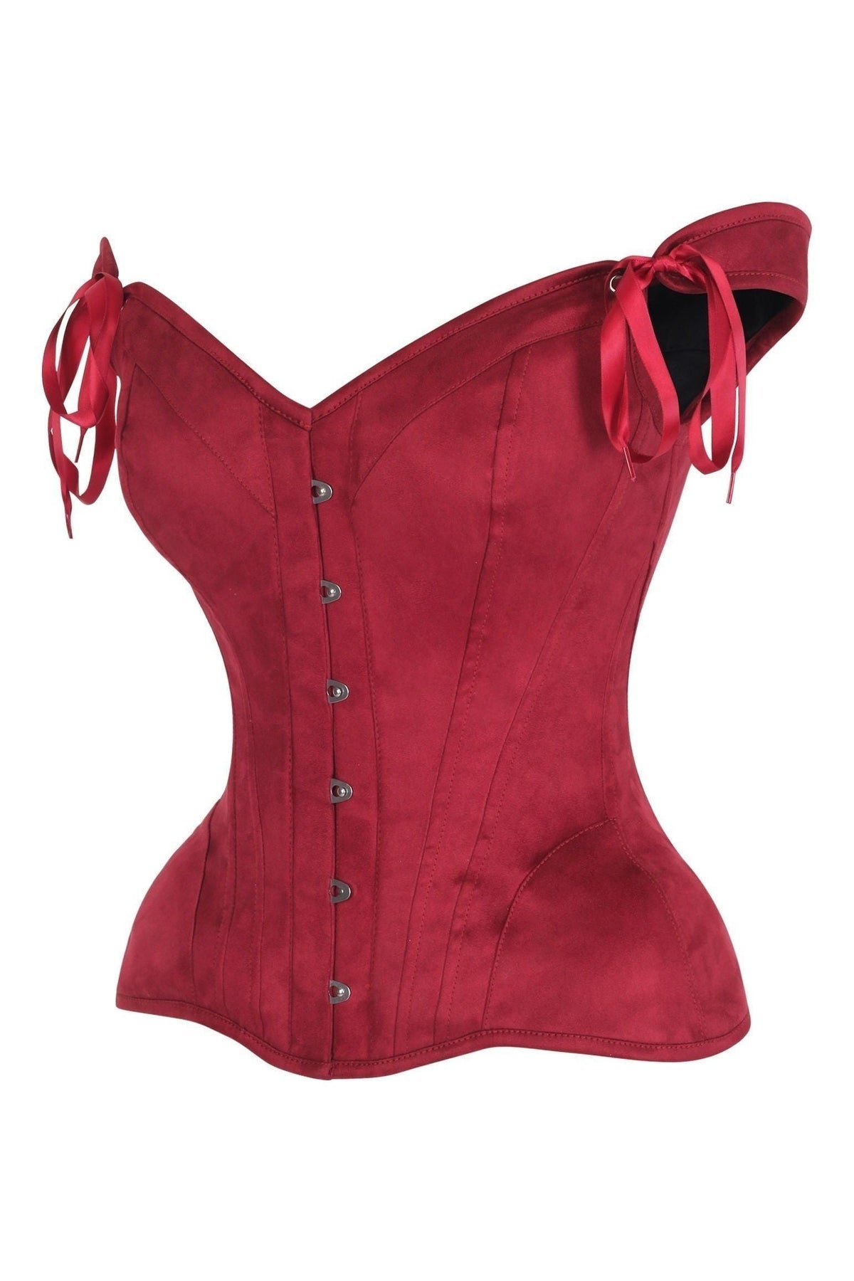 LIMITED EDITION Top Drawer Red Suede Steel Boned Corset w/Straps