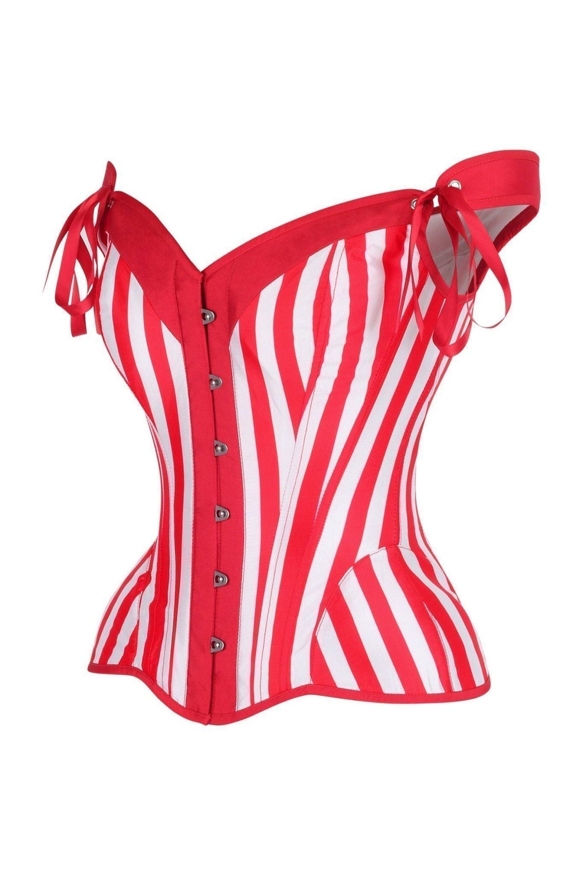 Top Drawer Red/White Striped Steel Boned Corset w/Straps