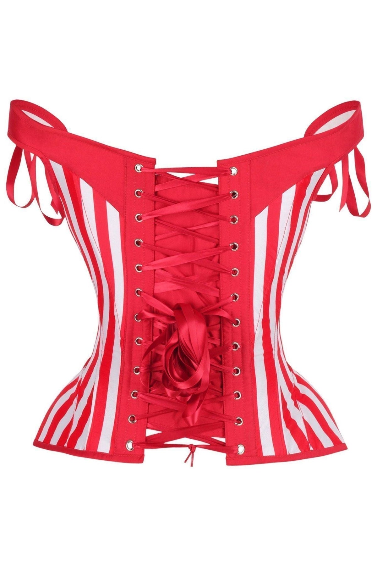 Top Drawer Red/White Striped Steel Boned Corset w/Straps