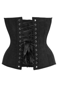 LIMITED EDITION Top Drawer Steel Boned Black Suede Deep Plunge Overbust Corset Top