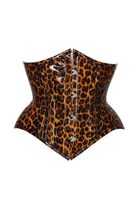 Top Drawer Steel Boned Cheetah Print PVC Curvy Cut Underbust Corset