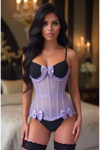 LIMITED EDITION Top Drawer Steel Boned Lavender Mesh Underwire Burlesque Underbust Corset Cincher