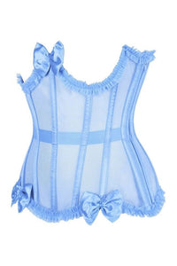 LIMITED EDITION Top Drawer Steel Boned Light Blue Mesh Underwire Burlesque Underbust Corset Cincher