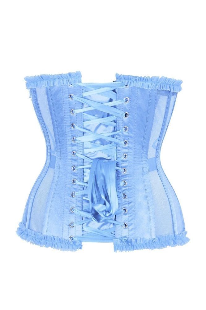 LIMITED EDITION Top Drawer Steel Boned Light Blue Mesh Underwire Burlesque Underbust Corset Cincher