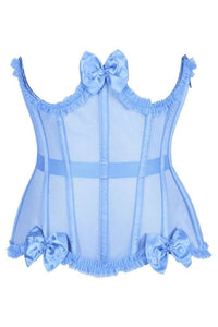 LIMITED EDITION Top Drawer Steel Boned Light Blue Mesh Underwire Burlesque Underbust Corset Cincher