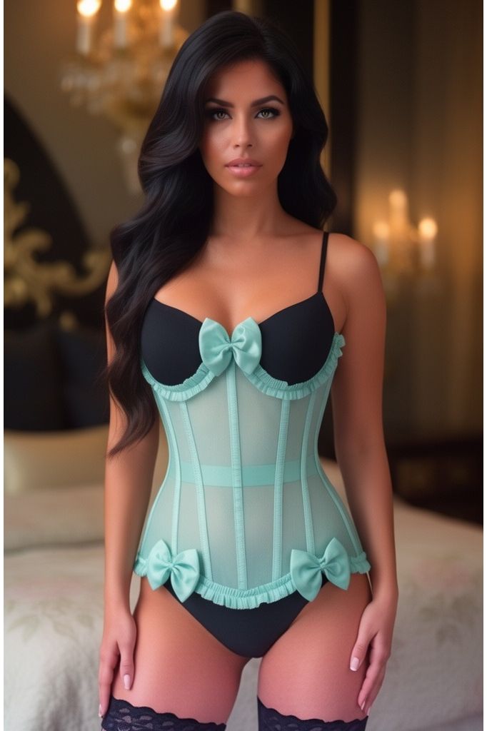 LIMITED EDITION Top Drawer Steel Boned Mint Green Mesh Underwire Burlesque Underbust Corset Cincher