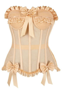 Top Drawer Steel Boned Nude Mesh Underwire Bustier Corset