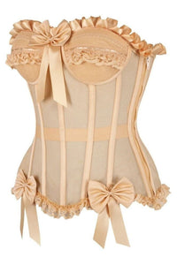 Top Drawer Steel Boned Nude Mesh Underwire Bustier Corset