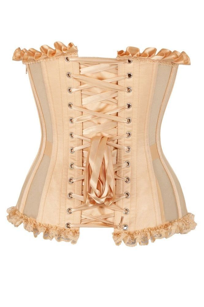 Top Drawer Steel Boned Nude Mesh Underwire Bustier Corset