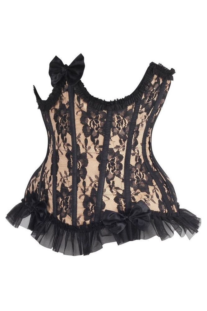 LIMITED EDITION Top Drawer Steel Boned Nude/Black Lace Underwire Burlesque Underbust Corset Cincher