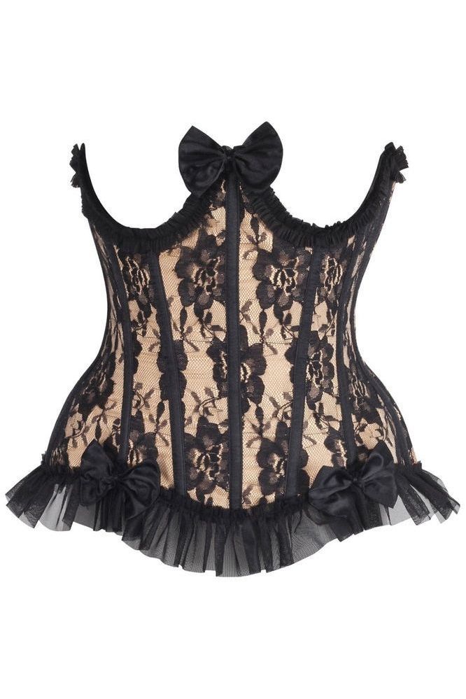 LIMITED EDITION Top Drawer Steel Boned Nude/Black Lace Underwire Burlesque Underbust Corset Cincher