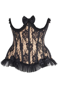 LIMITED EDITION Top Drawer Steel Boned Nude/Black Lace Underwire Burlesque Underbust Corset Cincher