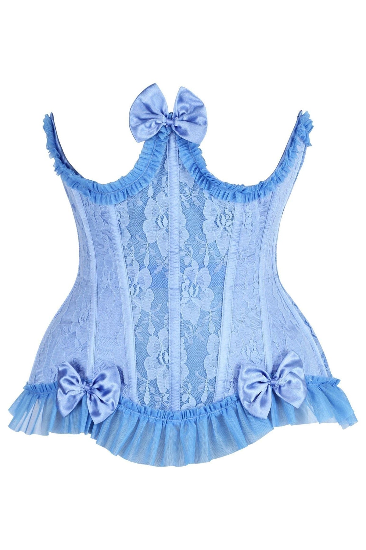 LIMITED EDITION Top Drawer Steel Boned Blue Lace Underwire Burlesque Underbust Corset Cincher