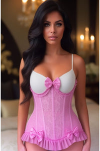 LIMITED EDITION Top Drawer Steel Boned Pink Lace Underwire Burlesque Underbust Corset Cincher