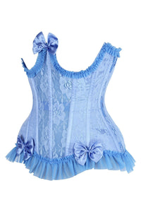 LIMITED EDITION Top Drawer Steel Boned Blue Lace Underwire Burlesque Underbust Corset Cincher