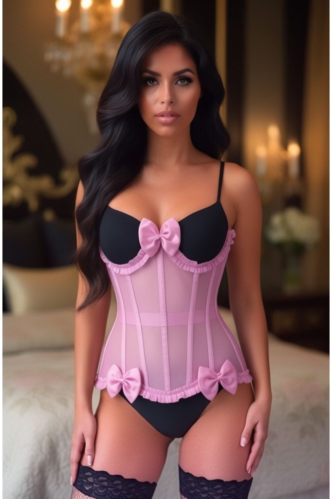 LIMITED EDITION Top Drawer Steel Boned Pink Mesh Underwire Burlesque Underbust Corset Cincher