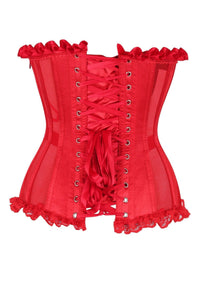 Top Drawer Steel Boned Red Mesh Underwire Bustier Corset