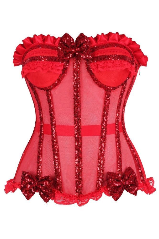 LIMITED EDITION Top Drawer Steel Boned Red Sequin Underwire Bustier Corset