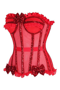 LIMITED EDITION Top Drawer Steel Boned Red Sequin Underwire Bustier Corset