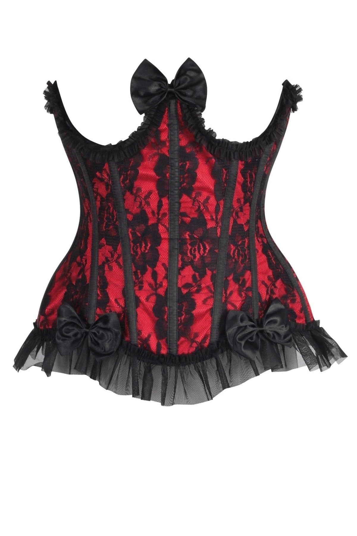 LIMITED EDITION Top Drawer Steel Boned Red/Black Lace Underwire Burlesque Underbust Corset Cincher