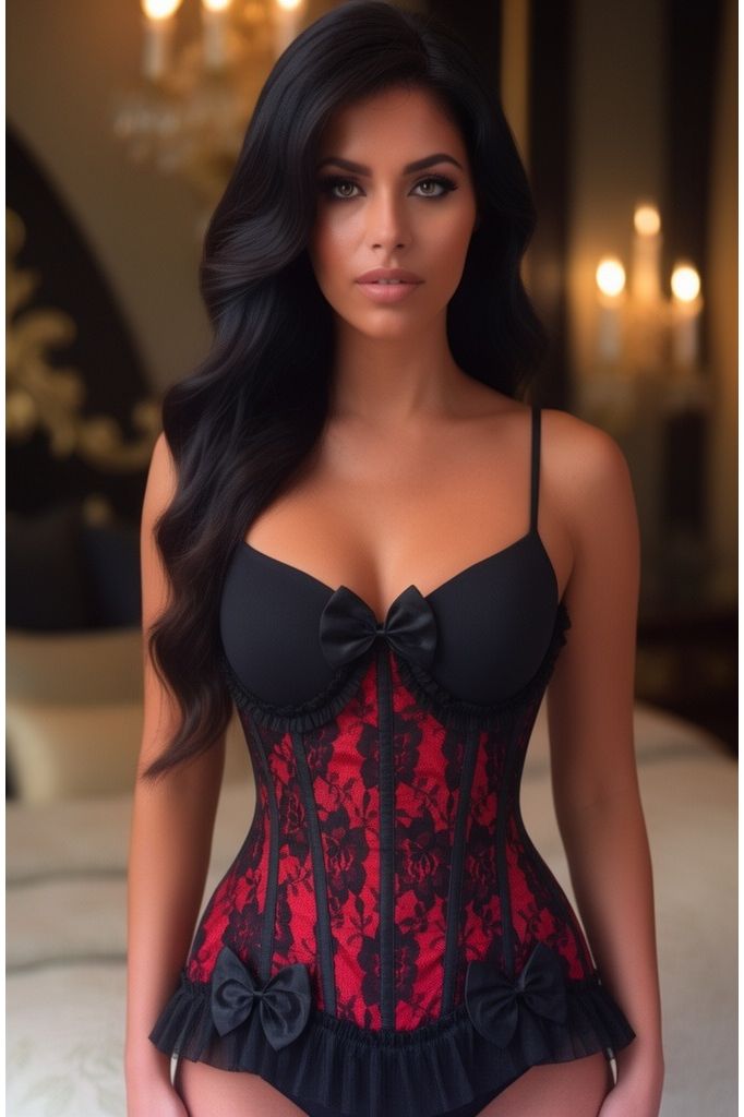 LIMITED EDITION Top Drawer Steel Boned Red/Black Lace Underwire Burlesque Underbust Corset Cincher