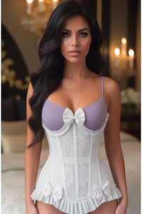 LIMITED EDITION Top Drawer Steel Boned White Lace Underwire Burlesque Underbust Corset Cincher