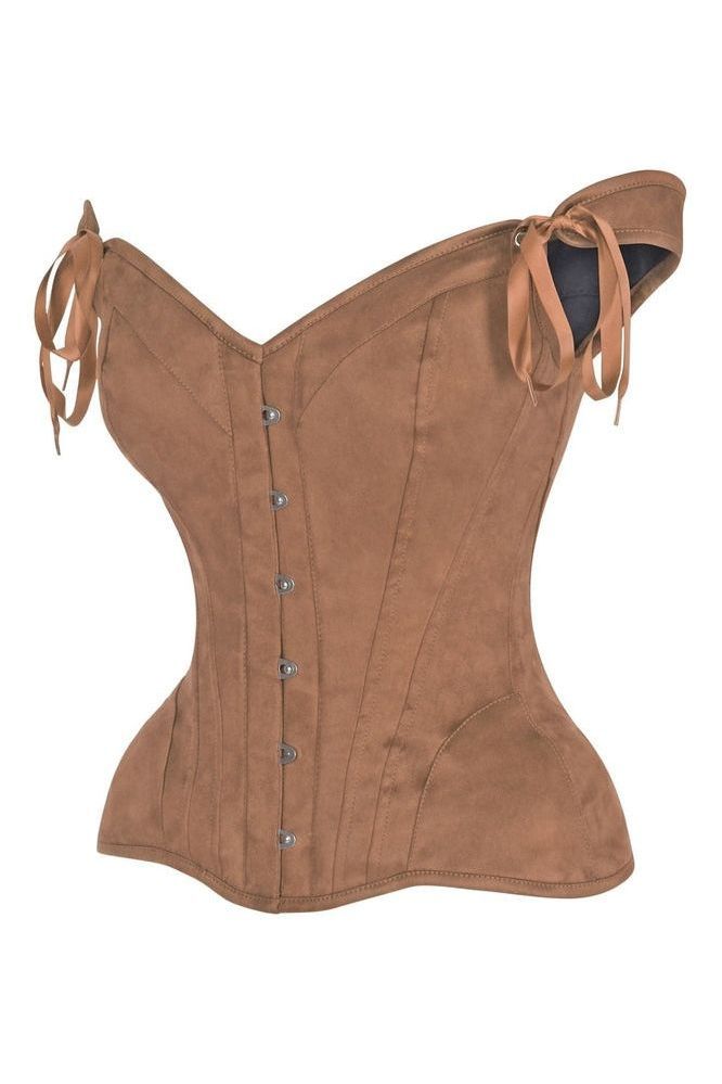 LIMITED EDITION Top Drawer Tan Suede Steel Boned Corset w/Straps
