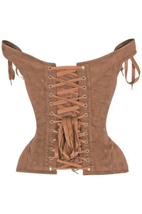 LIMITED EDITION Top Drawer Tan Suede Steel Boned Corset w/Straps
