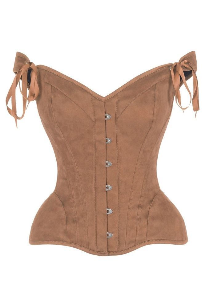 LIMITED EDITION Top Drawer Tan Suede Steel Boned Corset w/Straps