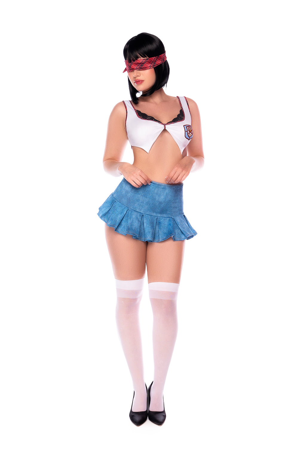 Top Marks Cropped Tie Front Schoolgirl Costume Set - Mapale