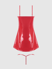 House of Desire Trinity Patent Chemise & G-String Set