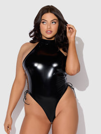 House of Desire Trinity Patent Lace Up Halter Teddy