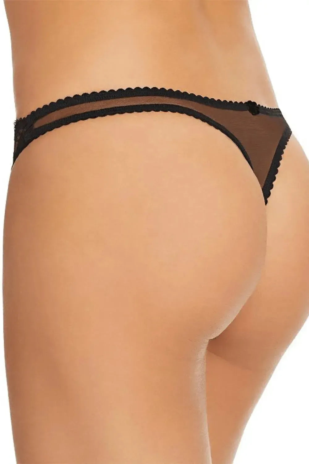 Black Tryst Leavers Lace sheer G-string panty with minimal coverage and seductive style.