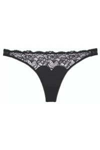 Black Tryst Leavers Lace Sheer G-String Panty with luxurious floral lace and minimal coverage.
