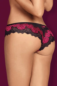 Sexy black and pink Tulia Lace Cheekini panties with floral pattern and tempting cut.