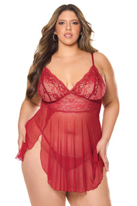 Holiday Queen Babydoll & G-String Red