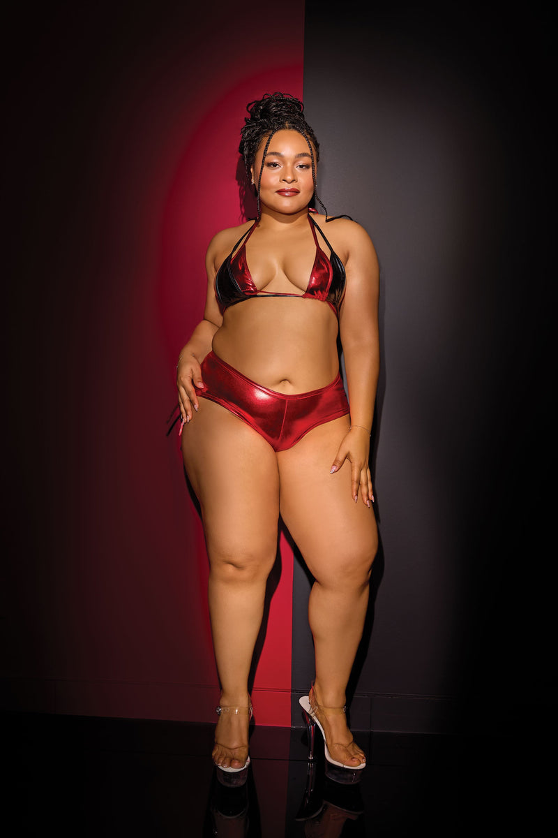 Ultra Sexy Micro Bikini Set Metallic Red