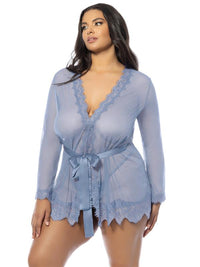 Oh la la Cheri Eyelash Lace Sheer Mesh Provence Short Robe