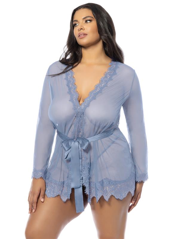 Oh la la Cheri Eyelash Lace Sheer Mesh Provence Short Robe