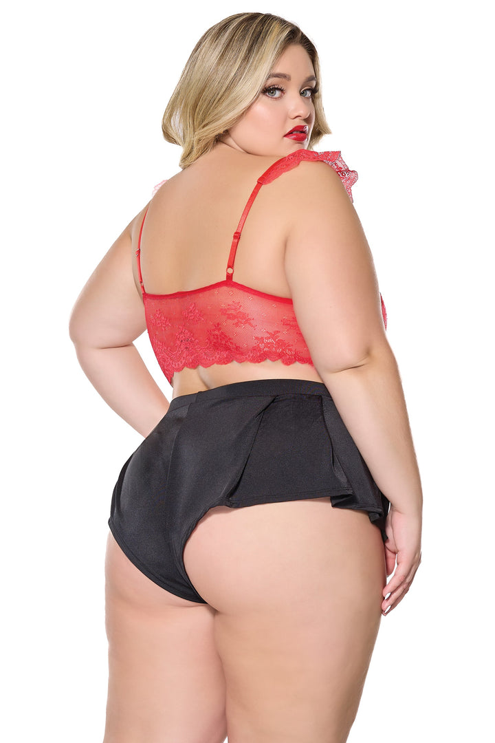 Coquette Holiday Diva Pleated Flutter Sleep Shorts Black-Rebel Romance