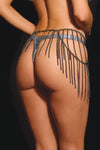 Pleasure Metal Chain Fringe Lingerie Belt Gunmetal