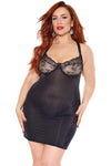 Coquette Holiday Diva Shimmer Stretch Knit Lace Up Back Chemise Black-Rebel Romance