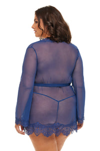 Oh la la Cheri Eyelash Lace Sheer Mesh Provence Short Robe