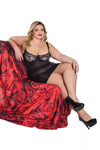 Coquette Holiday Diva Shimmer Stretch Knit Lace Up Back Chemise Black-Rebel Romance