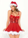 Escante Holiday Santa Sequin Marabou Babydoll w/Hat Red/White
