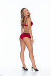 Escante Lingerie Holiday Mrs. Claus Bra Set Holiday Rhinestone Buckle Marabou