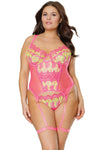 Coquette Diva Summer Neon Pink Boned Seams Underwire Bustier Set-Rebel Romance